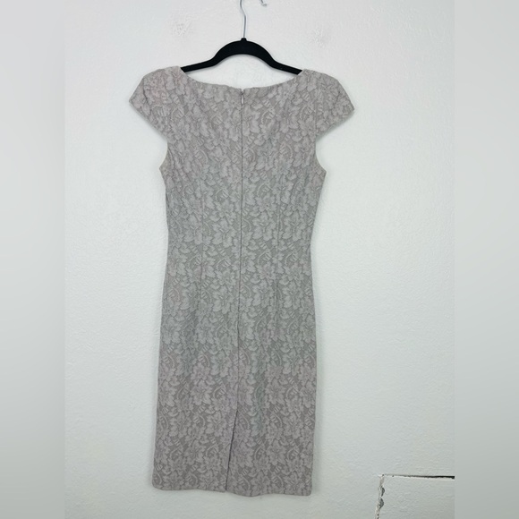Reiss Marjorie Structured Grey Sheath Lace Dress - Picture 8 of 9